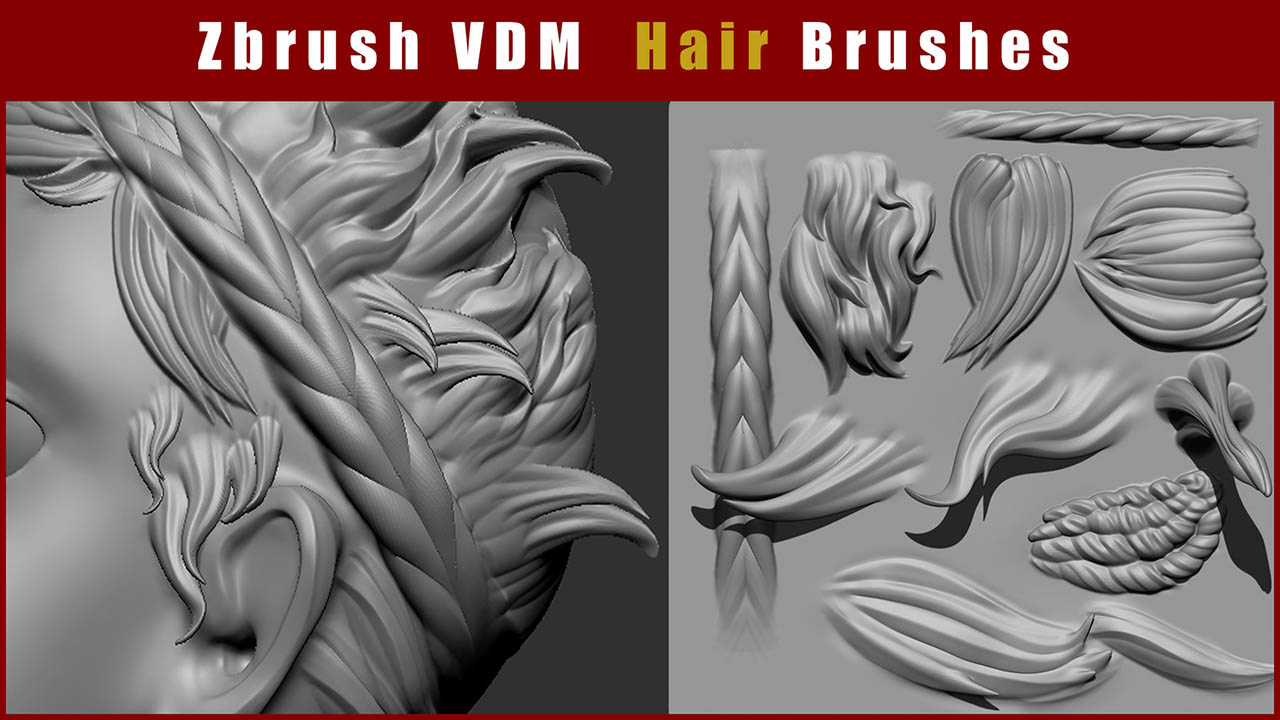ZBrush VDM 风格化毛发笔刷 ZB头发笔刷