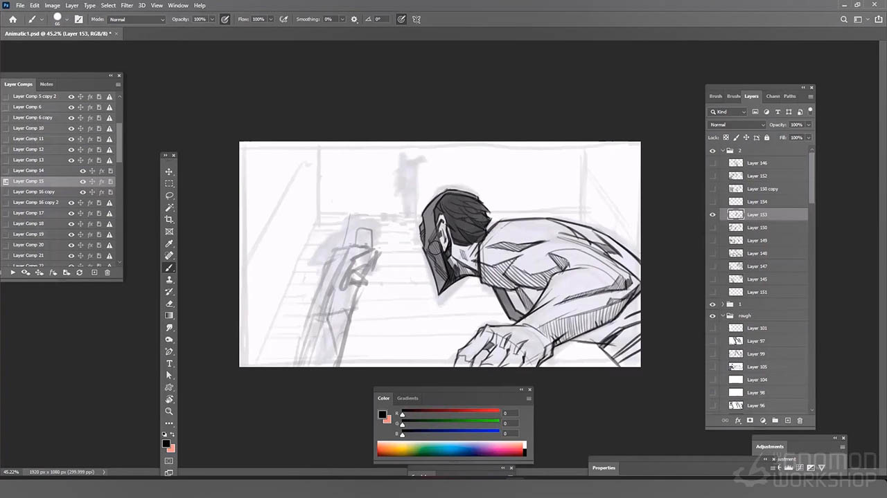 Storyboarding Techniques Creating a Polished Animatic - PS英雄战斗场景故事板动画教程