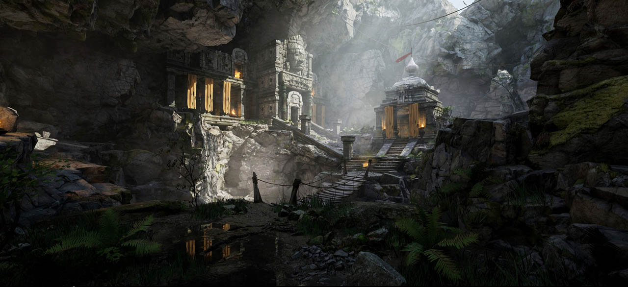 UE5 游戏电影山脉古庙遗址 UE5山地环境 含场景安装教程