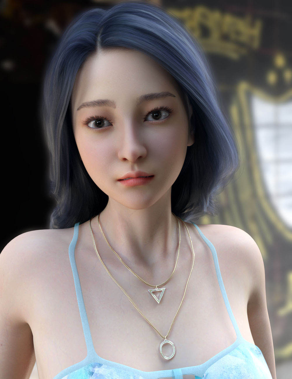 Daz高清角色3D模型 亚裔女性表情妆容模型下载