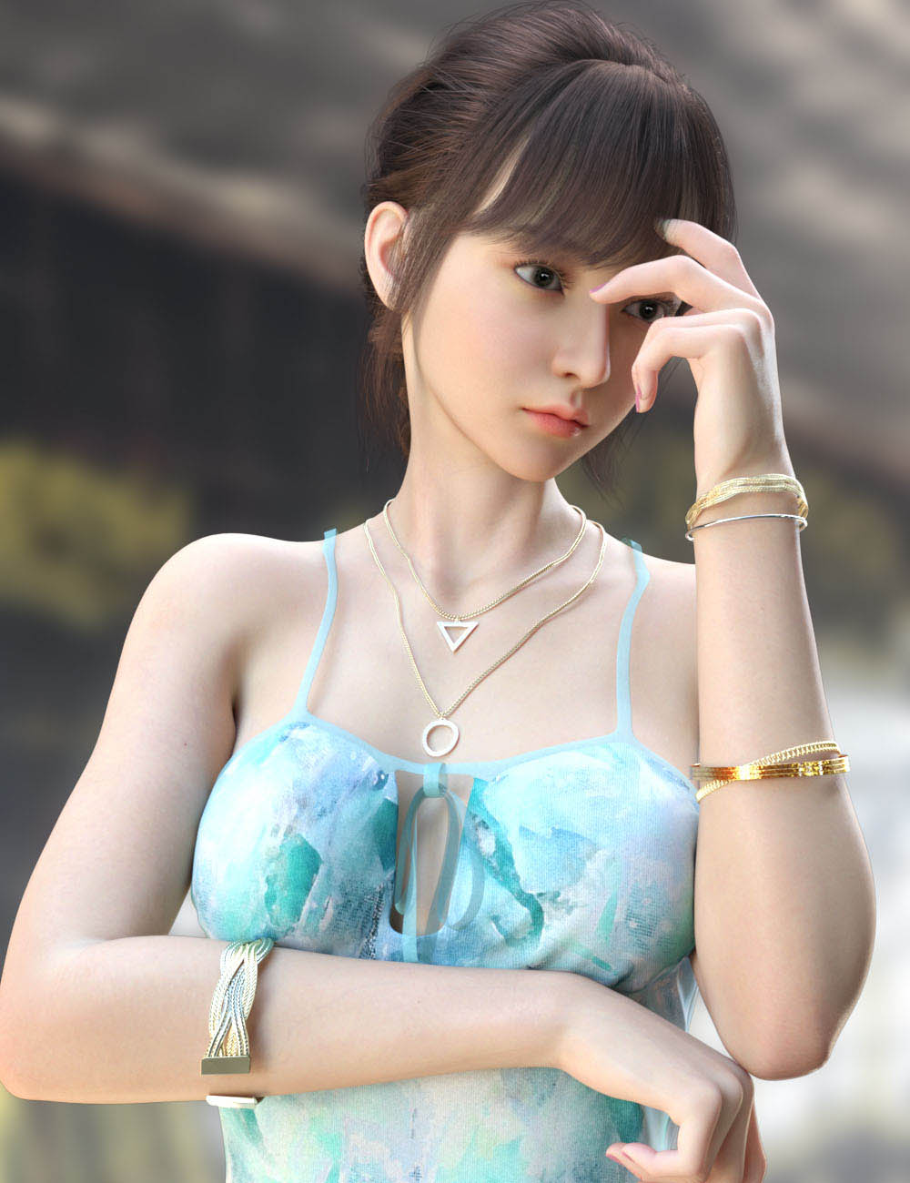 Daz高清角色3D模型 亚裔女性表情妆容模型下载