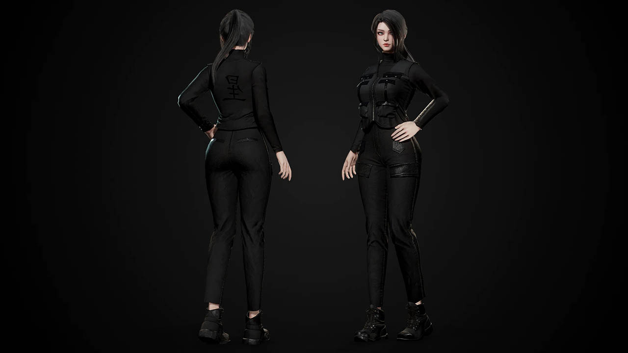 Unreal Engine游戏素材资源 Techwear Girls 可爱女孩角色模型