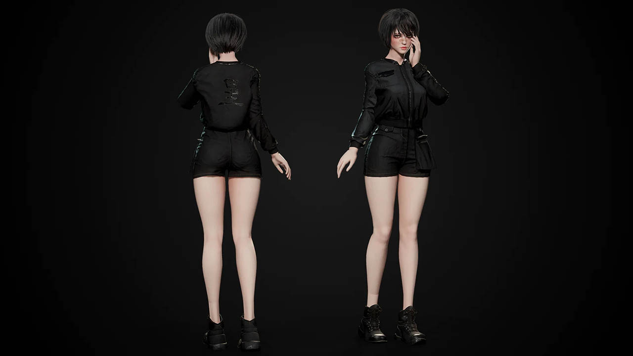 Unreal Engine游戏素材资源 Techwear Girls 可爱女孩角色模型