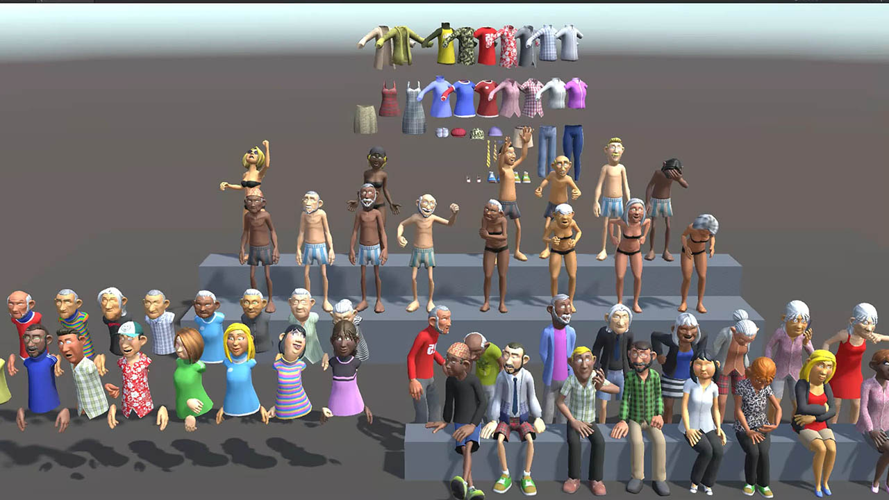 游戏人物角色模型 家庭男女老少人物模型 Unity游戏素材Toon people
