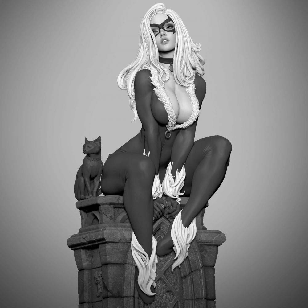 性感黑猫 漫威猫女《蝙蝠侠》动漫角色雕刻手办3D打印模型